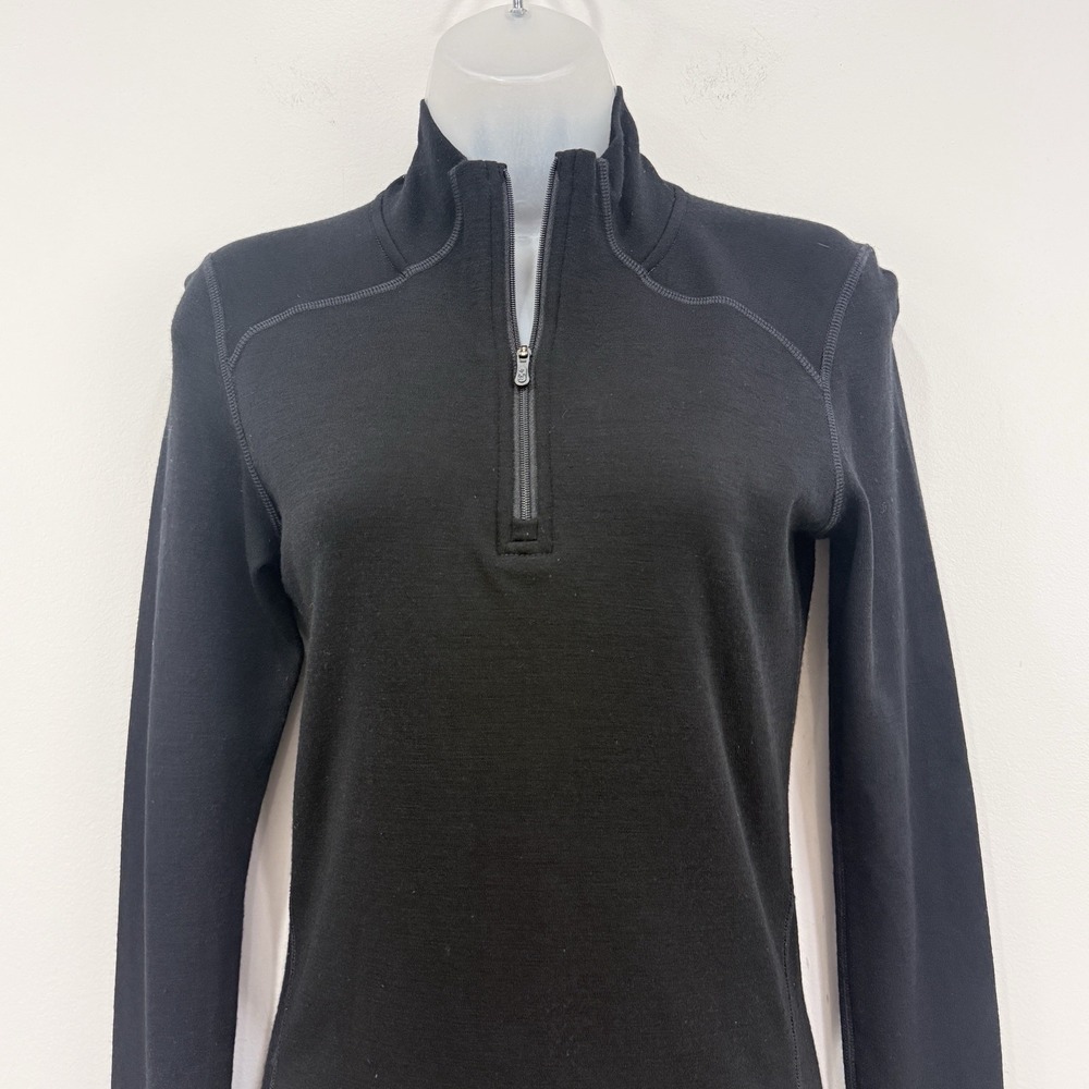 Smartwool Merino Wool Base Layer Womens S Black 1/4 Zip Outdoors Hike Ski - Picture 8 of 14